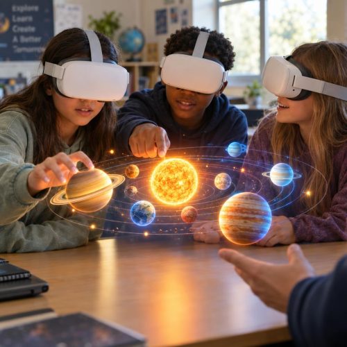 Students Exploring the Solar System Together in VR